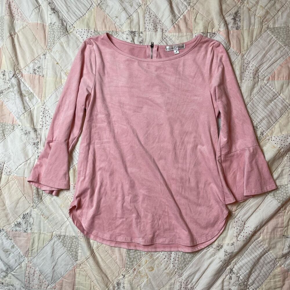 moa moa vintage y2k pink velvet flare half sleeve blouse size medium